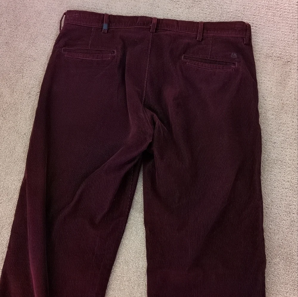 Repreve Men's Burgundy High Waisted Corduroy Straight Leg Dress Pants